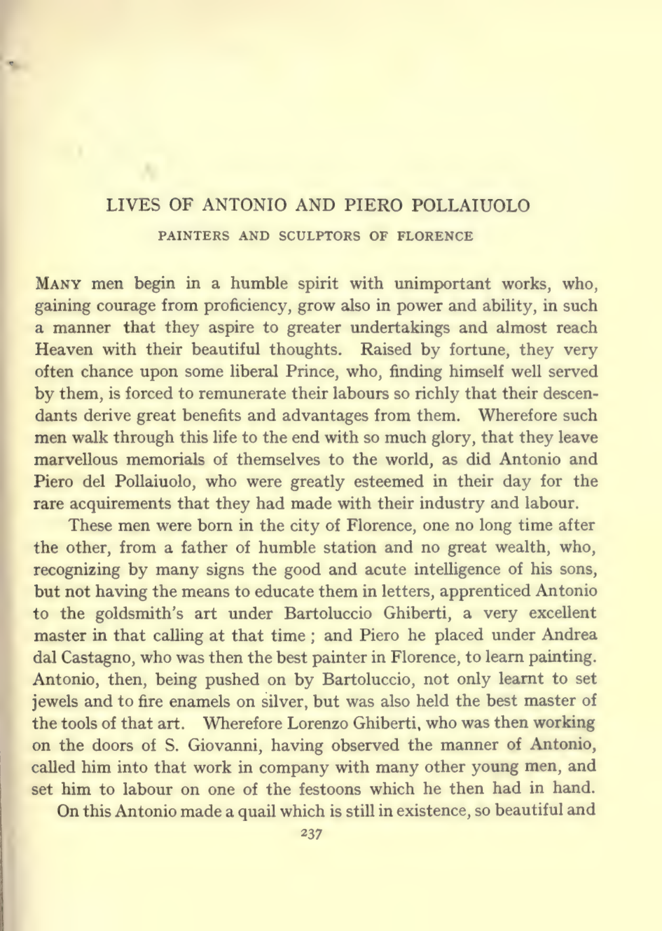 Antonio and Piero Pollaiuolo facsimile